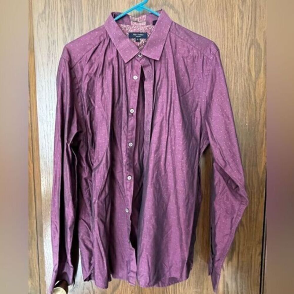 Ted Baker London Cotton Dress Shirt Front Buttons Long Sleeve